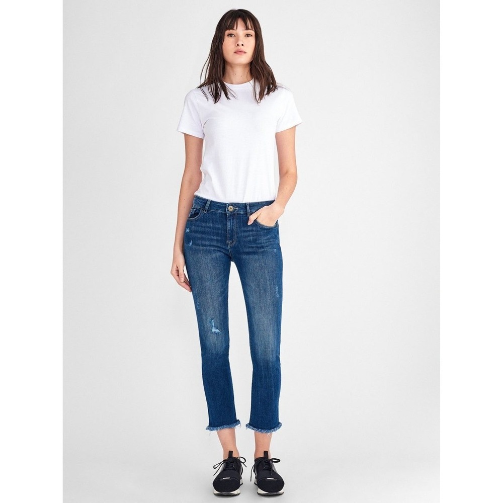 DL1961 Mara Straight Ankle Ravine Jeans Womens‎ 30 Blue Distressed Raw Hem